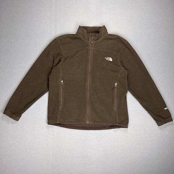 North Face Jacket Mens Womens Fleece Full Zip Brown Windwall - See Measurements - Picture 1 of 8
